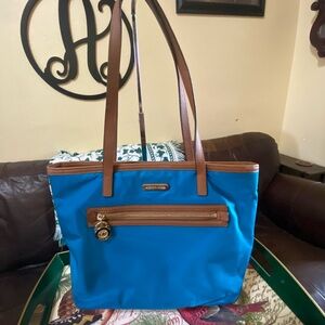 Michael Kors Vibrant Blue and Tan Tote